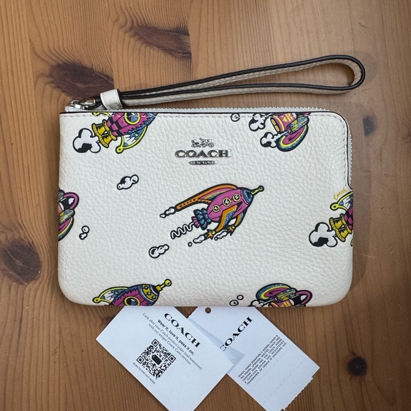 Coach Cosmic Coach Corner Zip Wristlet With Rocket Print - Picture 6 of 9